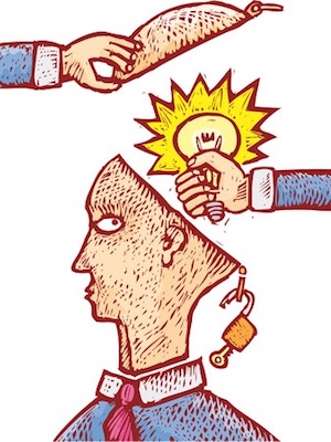 A cracked and crumbling gavel lying on a pile of patent documents.