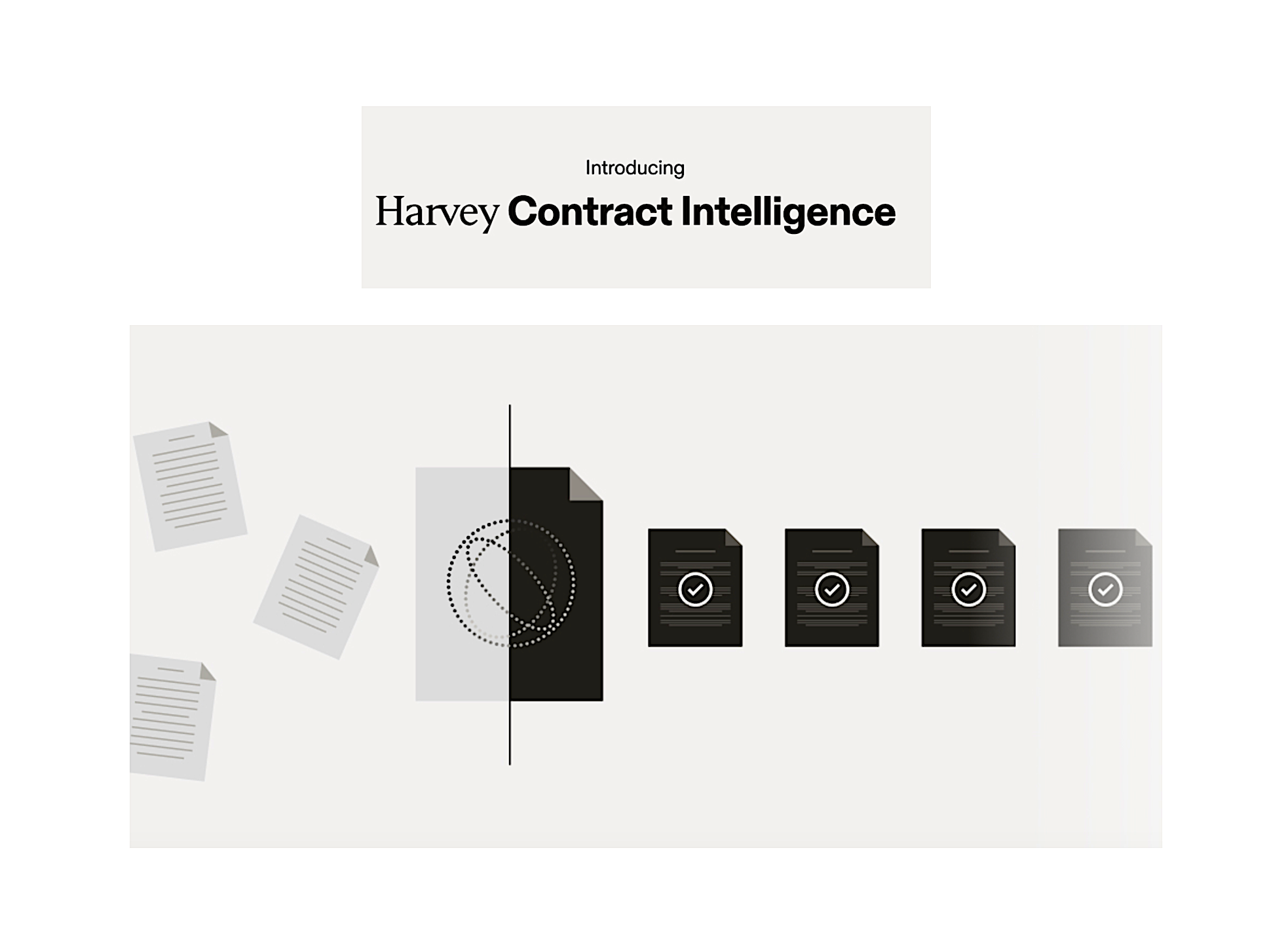 A person reviewing digital contracts on a laptop with AI-generated insights overlaid.
