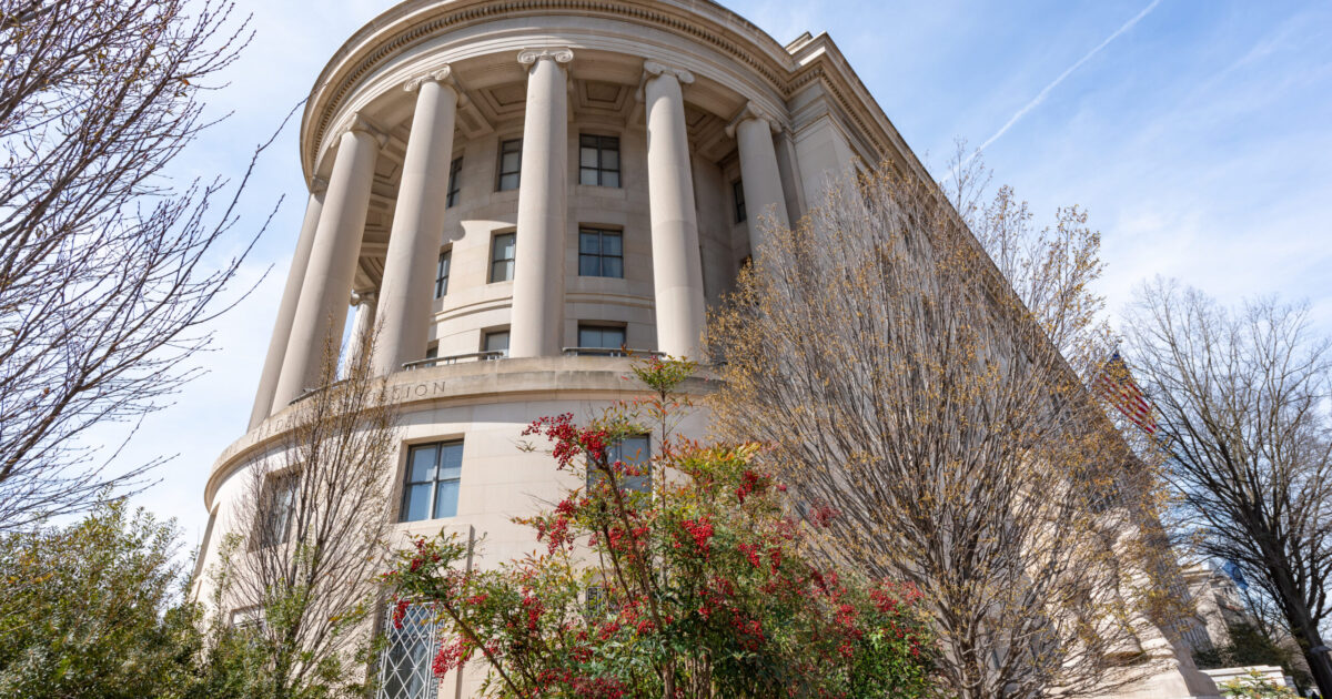 FTC headquarters with overlay of a weakened shield symbolizing failed consumer protections