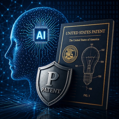 Conceptual image of AI interface overlaid on a passenger airplane cabin, transitioning to a graphic of a spacecraft using a net capture system.