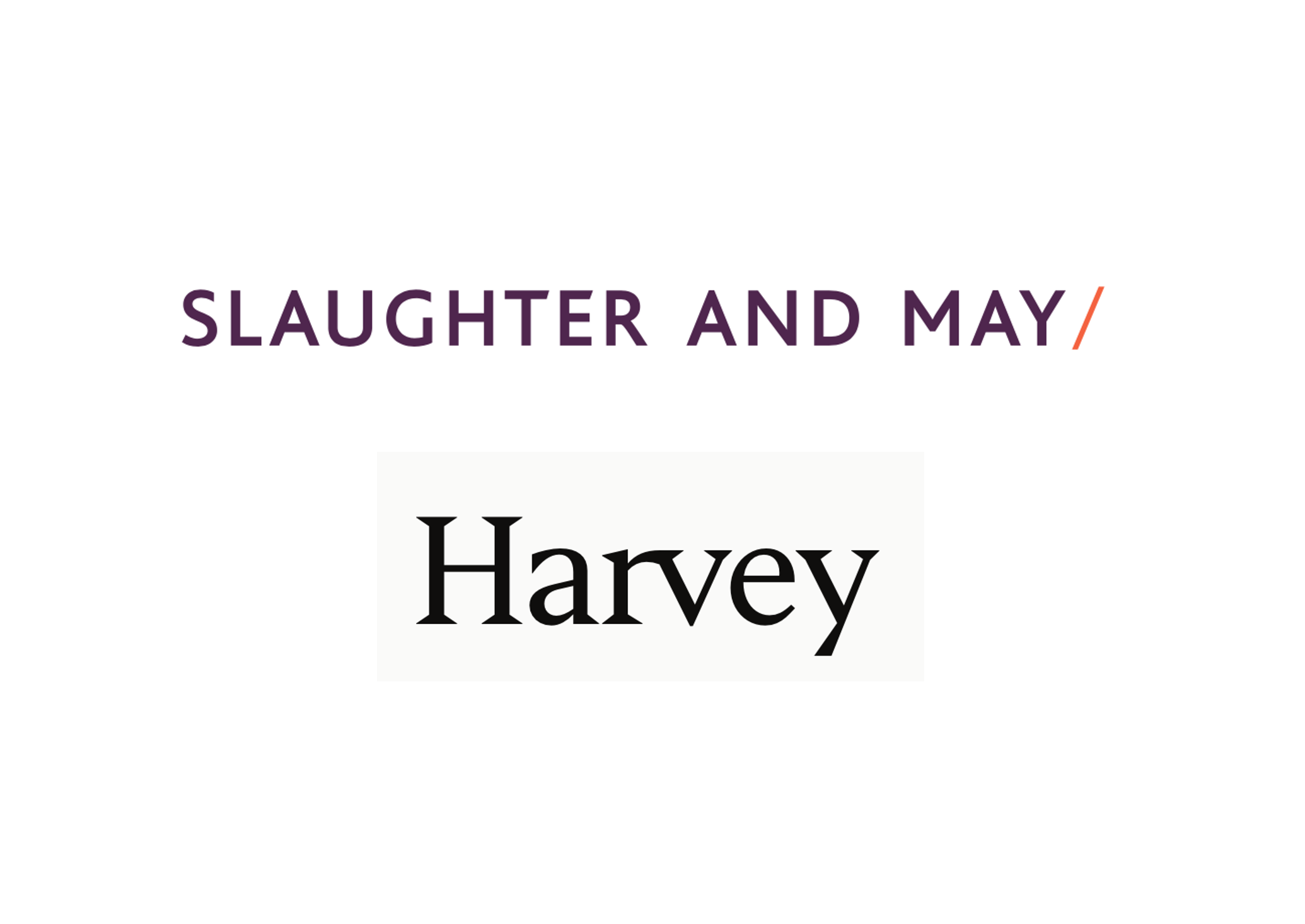 Slaughter and May logo alongside the Harvey AI logo, symbolizing their partnership.
