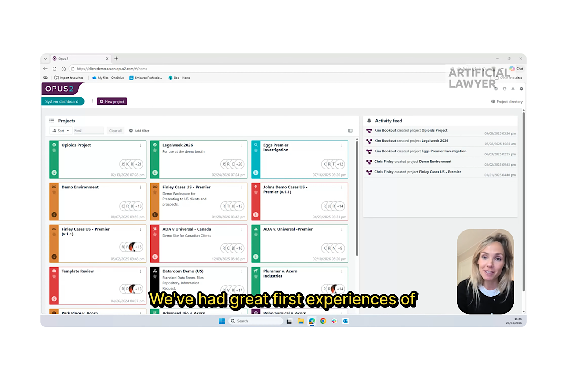 Screenshot of Opus 2's AI-powered case management interface