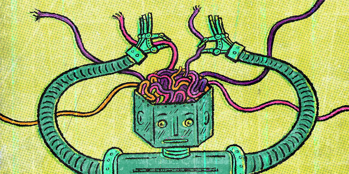 Uma mesa com um documento de contrato governamental e uma tela de computador mostrando configurações de segurança de IA sendo desabilitadas