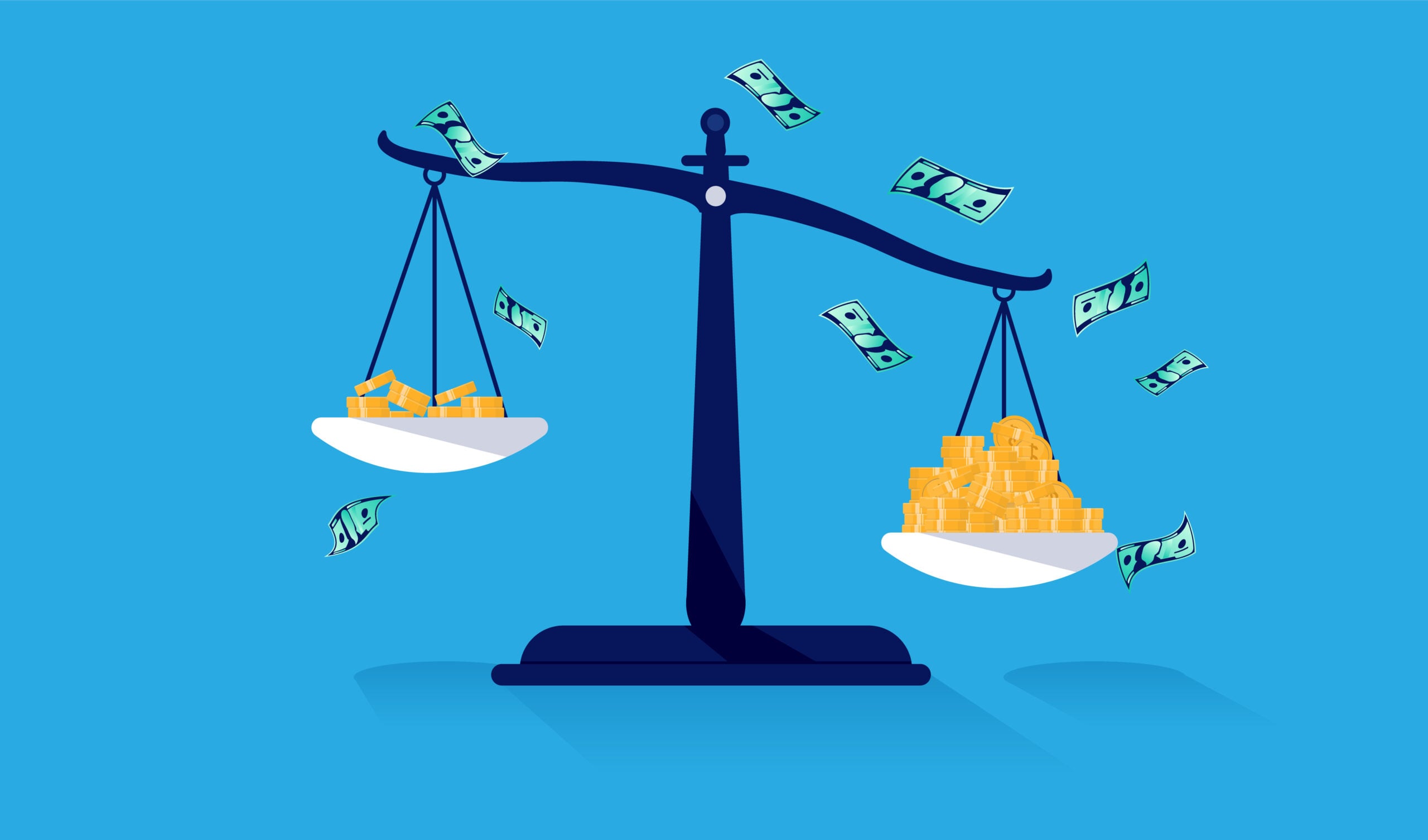 A visual representation of a widening gap between two groups, symbolizing the divide between top law firms and others.